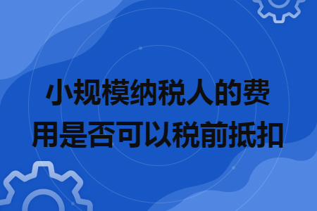 小规模纳税人的费用是否可以税前抵扣