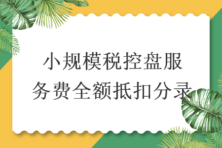 小规模税控盘服务费全额抵扣分录