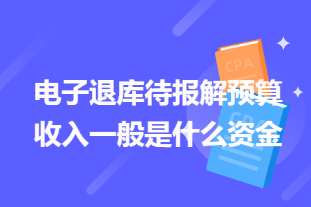 　电子退库待报解预算收入一般是什么资金