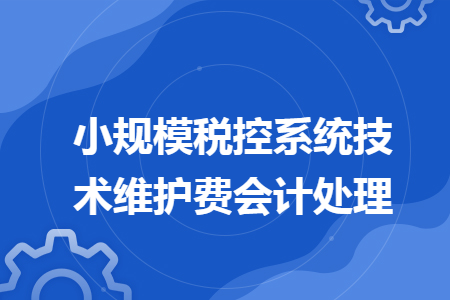 小规模税控系统技术维护费会计处理