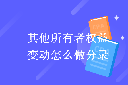 其他所有者权益变动怎么做分录