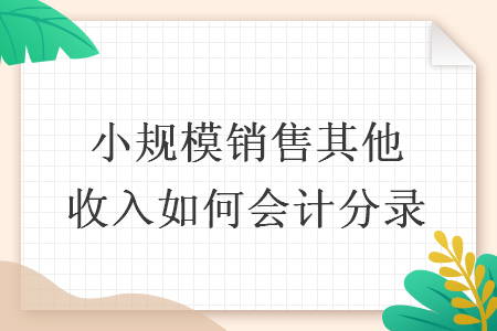 小规模销售其他收入如何会计分录