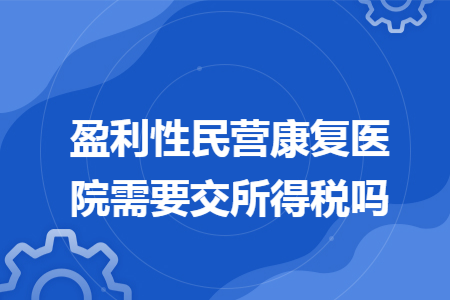 盈利性民营康复医院需要交所得税吗