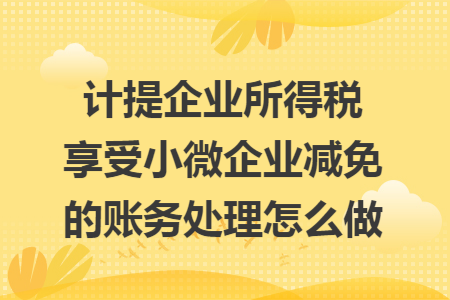 计提企业所得税享受小微企业减免的账务处理怎么做