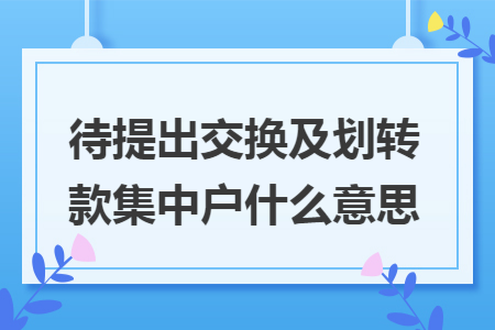 待提出交换及划转款集中户什么意思