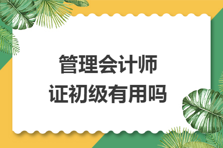 管理会计师证初级有用吗