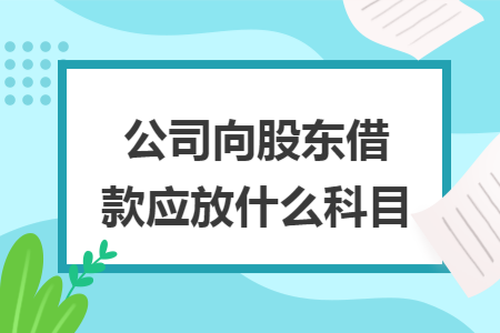 公司向股东借款应放什么科目