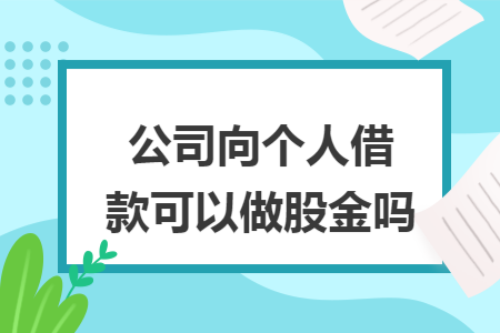 公司向个人借款可以做股金吗 公司向个人借款可以做股金吗