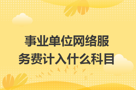 事业单位网络服务费计入什么科目