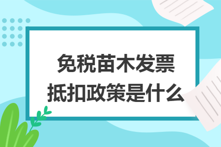 免税苗木发票抵扣政策是什么