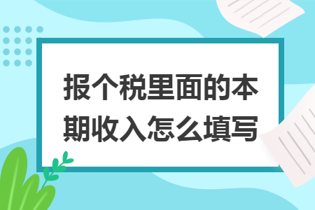 报个税里面的本期收入怎么填写