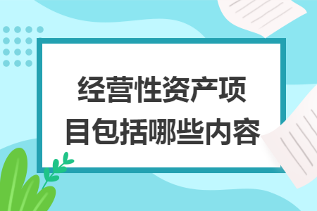 经营性资产项目包括哪些内容