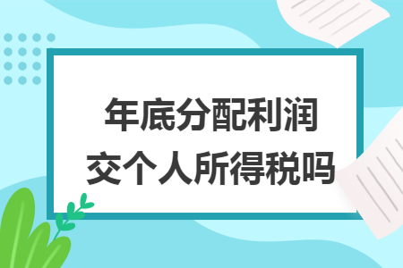 年底分配利润交个人所得税吗