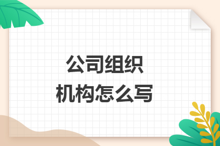 公司组织机构怎么写