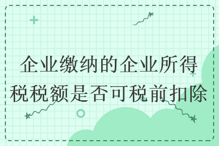 企业缴纳的企业所得税税额是否可税前扣除