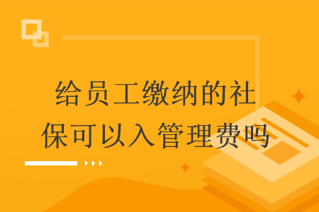 给员工缴纳的社保可以入管理费吗