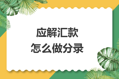 应解汇款怎么做分录