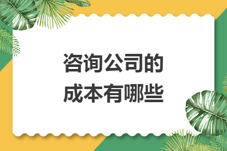 咨询公司的成本有哪些