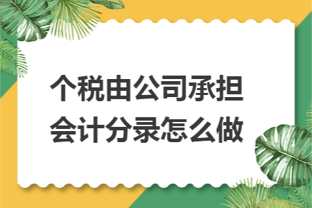 个税由公司承担会计分录怎么做