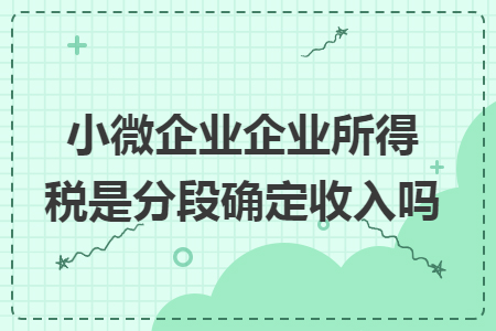 小微企业企业所得税是分段确定收入吗