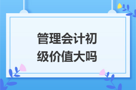 管理会计初级价值大吗