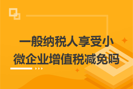 一般纳税人享受小微企业增值税减免吗