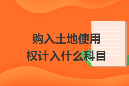 购入土地使用权计入什么科目