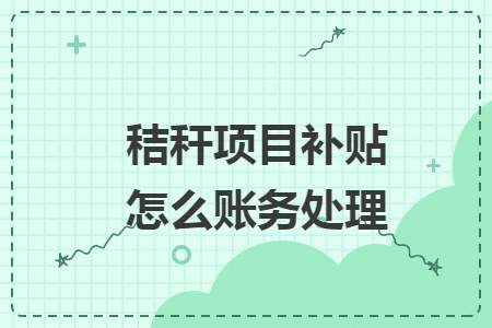 秸秆项目补贴怎么账务处理