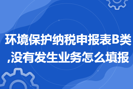 环境保护纳税申报表B类,没有发生业务怎么填报