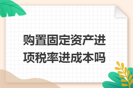 购置固定资产进项税率进成本吗