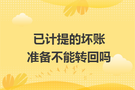 已计提的坏账准备不能转回吗