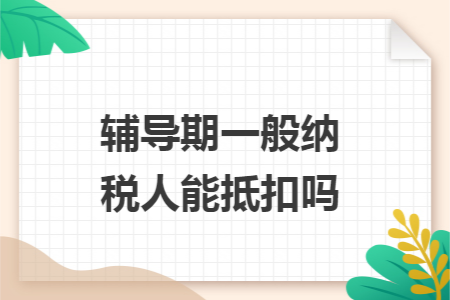 辅导期一般纳税人能抵扣吗 辅导期一般纳税人能抵扣吗
