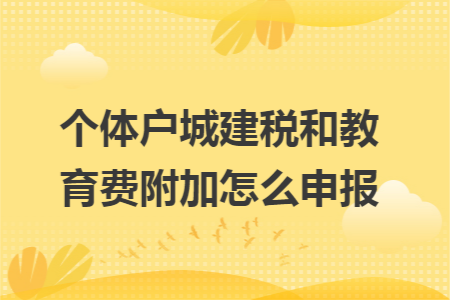 个体户城建税和教育费附加怎么申报 个体户城建税和教育费附加怎么申报