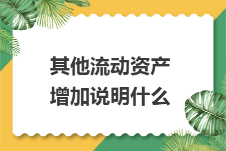其他流动资产增加说明什么 其他流动资产增加说明什么