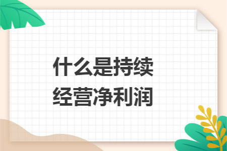 什么是持续经营净利润 什么是持续经营净利润