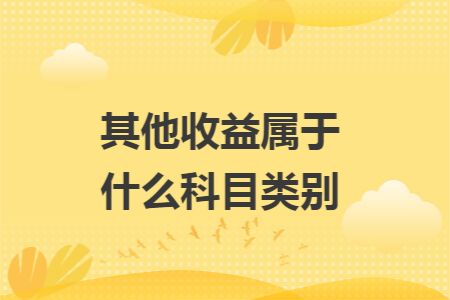其他收益属于什么科目类别 其他收益属于什么科目类别