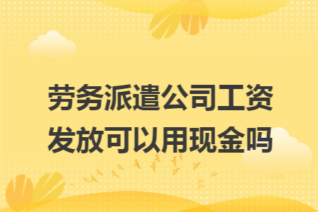 劳务派遣公司工资发放可以用现金吗 劳务派遣公司工资发放可以用现金吗