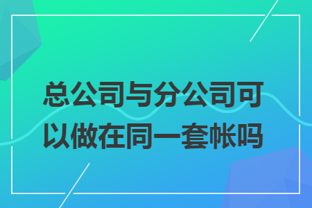 总公司与分公司可以做在同一套帐吗 总公司与分公司可以做在同一套帐吗