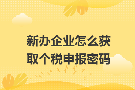 新办企业怎么获取个税申报密码