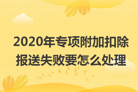2020年专项附加扣除报送失败要怎么处理 2020年专项附加扣除报送失败要怎么处理