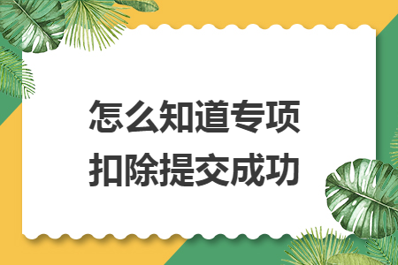 怎么知道专项扣除提交成功 怎么知道专项扣除提交成功