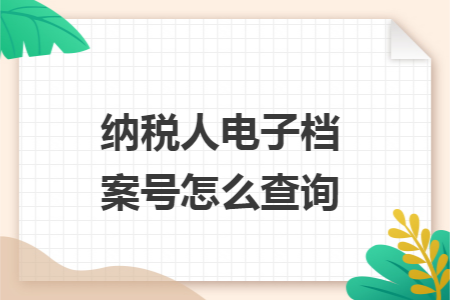 纳税人电子档案号怎么查询