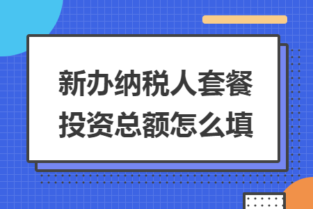 新办纳税人套餐投资总额怎么填