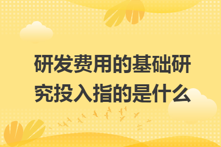 研发费用的基础研究投入指的是什么