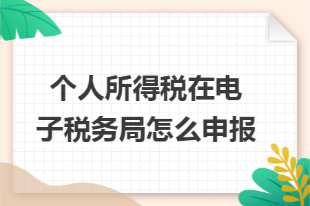 个人所得税在电子税务局怎么申报