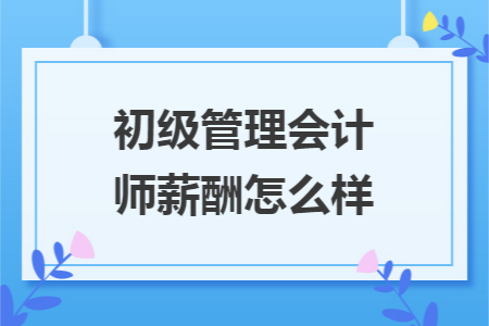 初级管理会计师薪酬怎么样