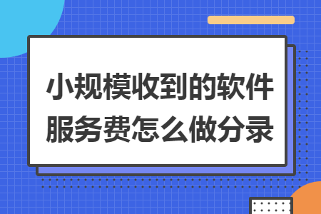 小规模收到的软件服务费怎么做分录 小规模收到的软件服务费怎么做分录