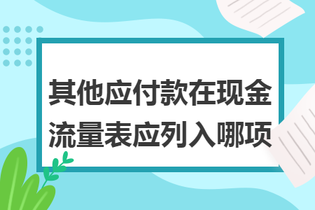 其他应付款在现金流量表应列入哪项 其他应付款在现金流量表应列入哪项