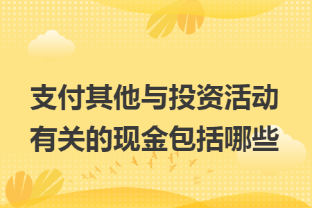 支付其他与投资活动有关的现金包括哪些 支付其他与投资活动有关的现金包括哪些