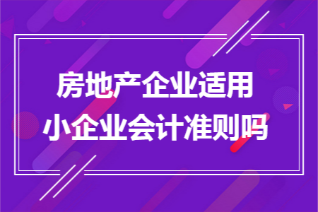 房地产企业适用小企业会计准则吗 房地产企业适用小企业会计准则吗